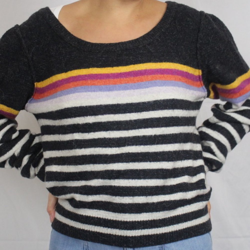 Free People Striped Fluffy Sweater